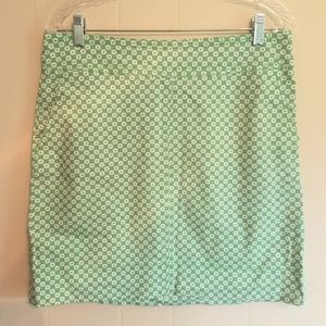 Talbots Summer White Green A-Skirt Size 10